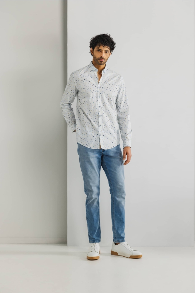 TWILL OVERHEMD MET ABSTRACT PATROON 21415316 1152